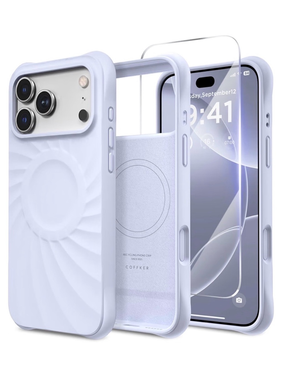 Silicone Magnetic iPhone 17 pro Case with Screen Protector - Light Purple new
